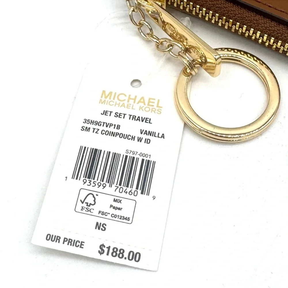 Michael Kors Jet Set Travel Small Signature Logo Coin Purse Vanilla
